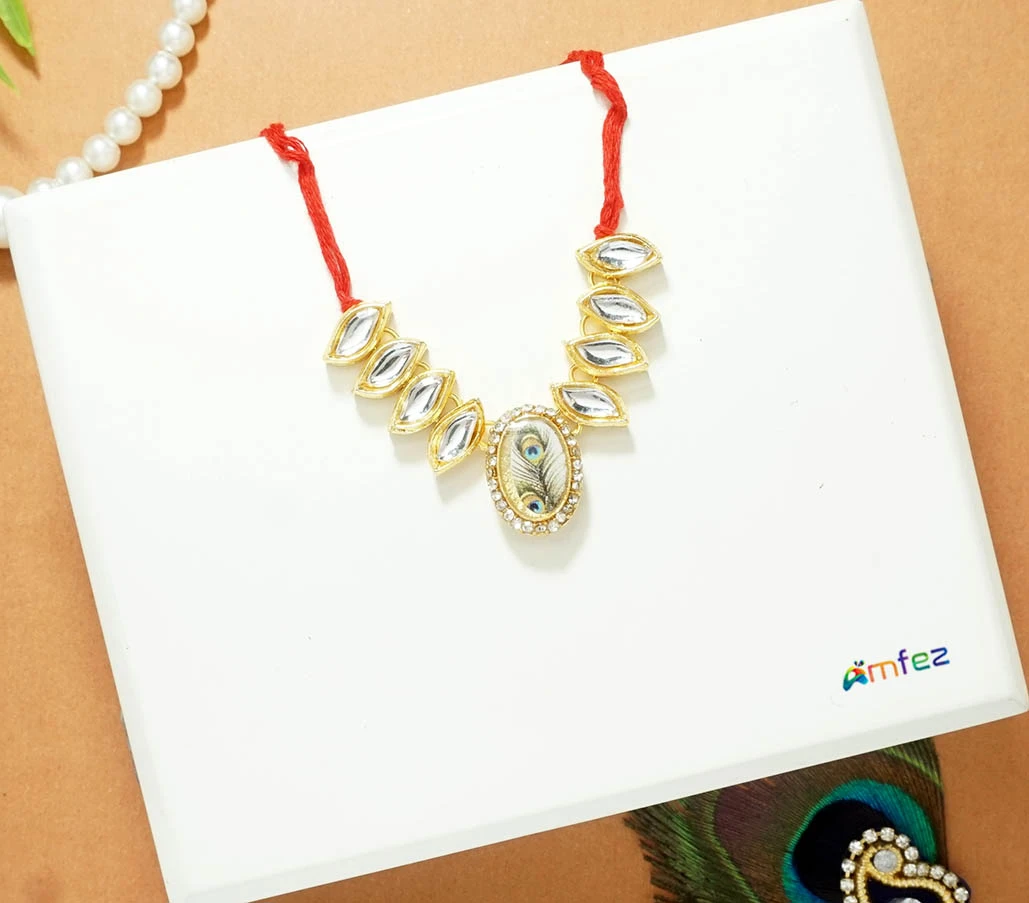 White Kundan Work Necklace ( 1.5 Inch )