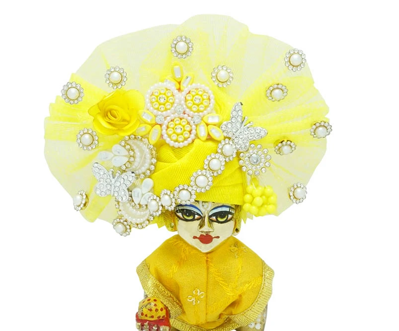 Laddu Gopal Yellow Stone Patch Work Designer Pugdi