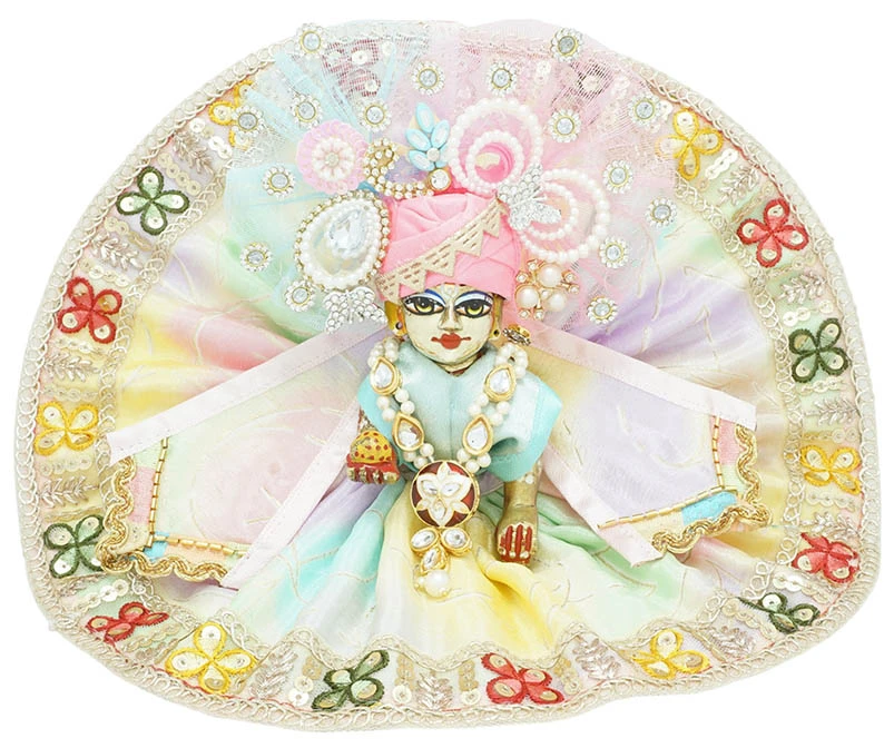 Amfez Laddu Gopal Multi Sitara Embroidery Lace Work Dress