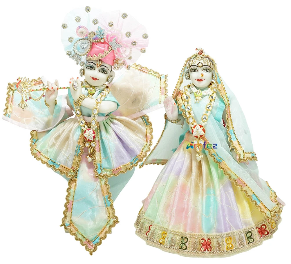 Amfez Radha Krishna Multi Sitara Embroidery Lace Work Dress