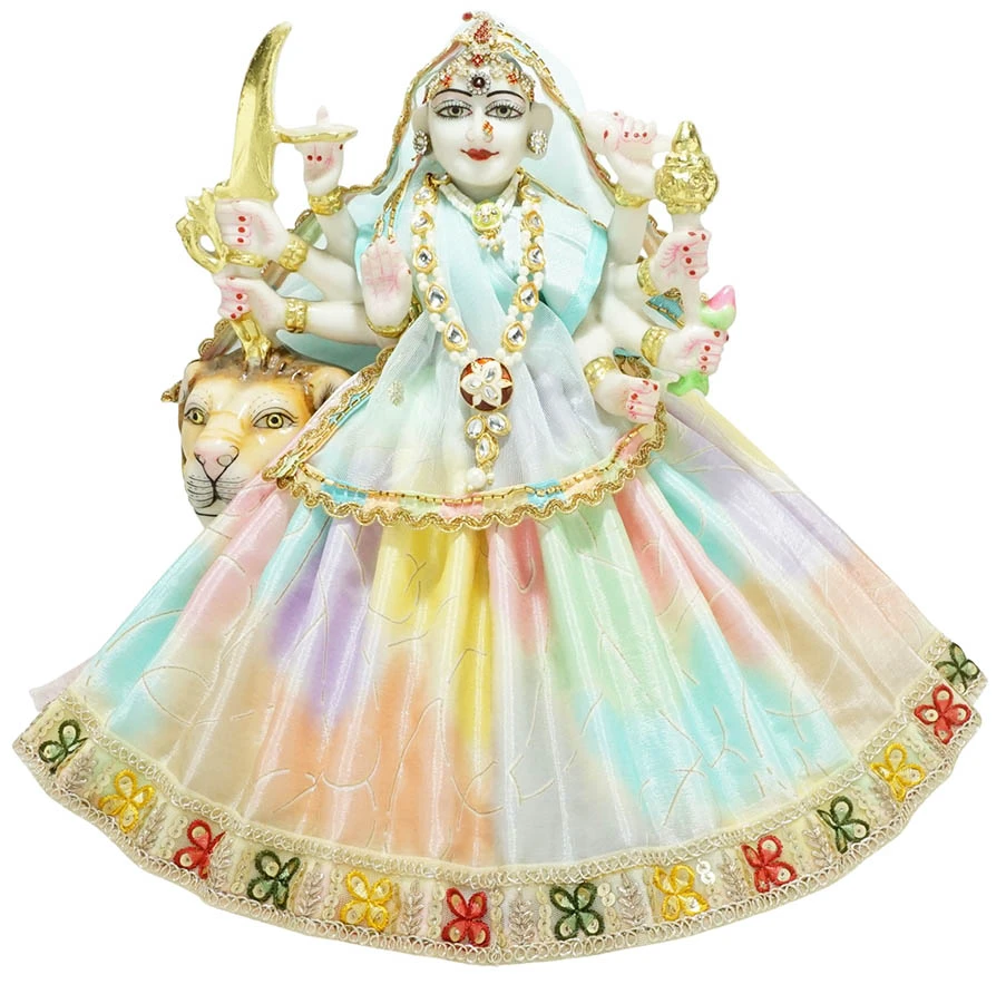 Amfez Durga Ji Multi Sitara Embroidery Lace Work Dress