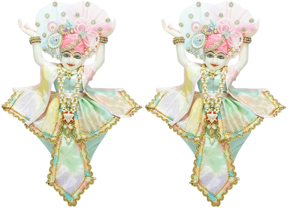 Amfez Gaur Nitai Multi Sitara Embroidery Lace Work Dress