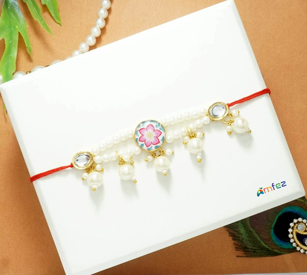 Multi White Stone Pearl Beads Belt ( 3 Inch )