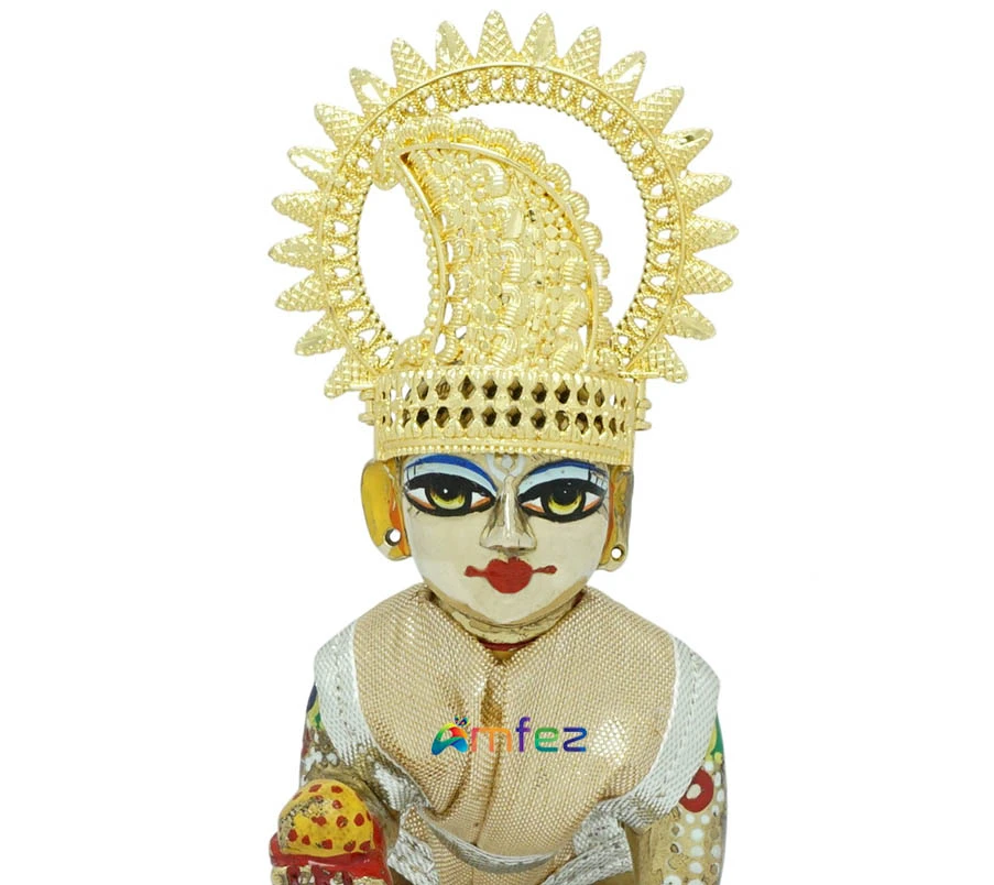 Designer Golden Stone Work Metal Mukut