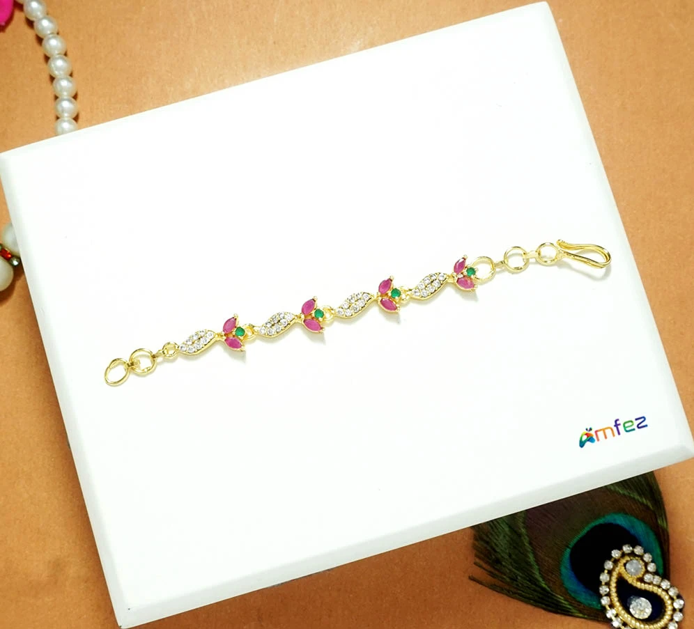 Designer Red Green AD Stone Beads Belt ( 2.5 Inch )