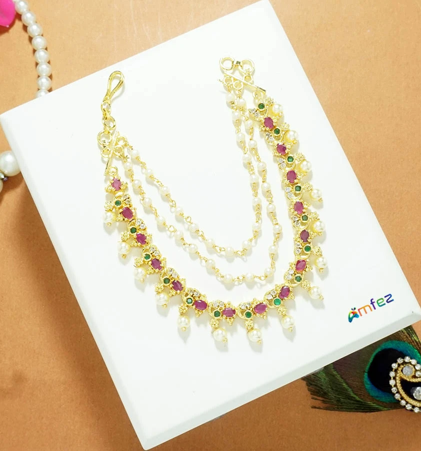 Elegant Red Green AD Stone Mala/ Necklace