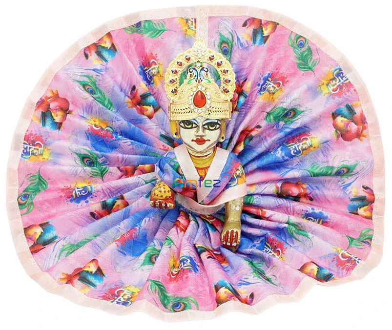 Amfez Laddu Gopal Multi Holi Print Work Dress