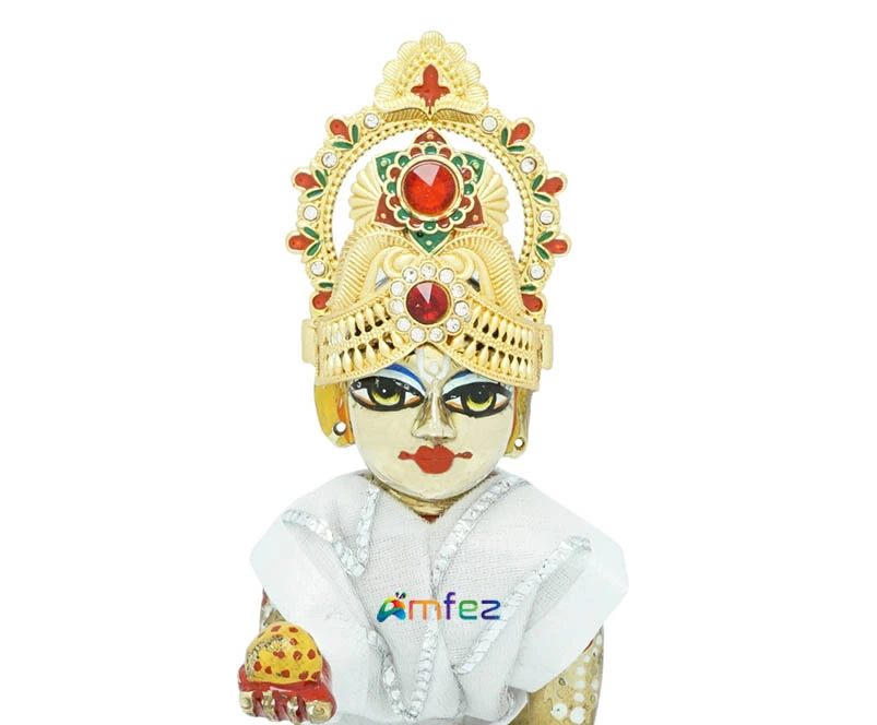 Beautiful Golden Multi Stone Meena Work Metal Mukut