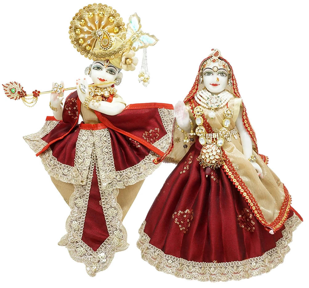 Amfez Radha Krishna Red Golden Lace Summer Dress