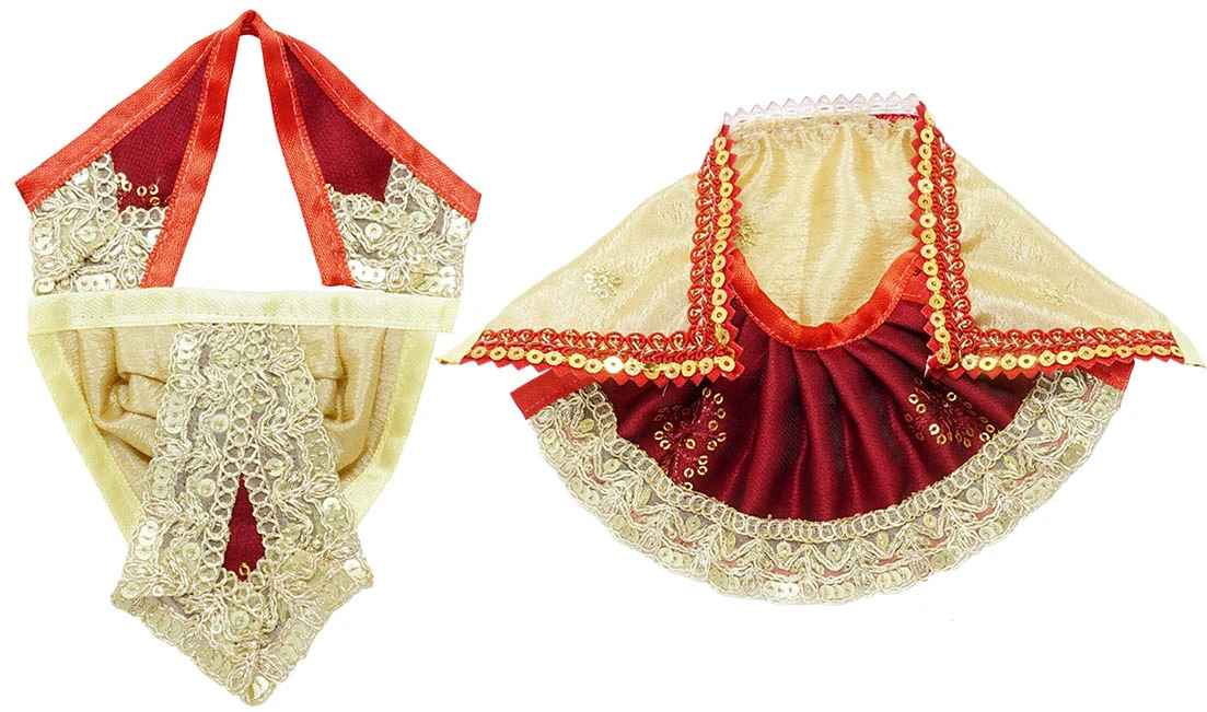 Amfez Laxmi Ganesh Red Golden Lace Summer Dress