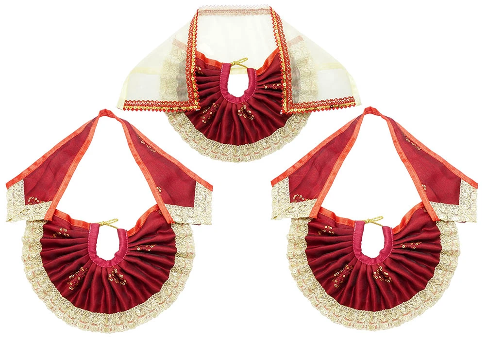 Jagannath Ji Red Golden Lace Summer Dress