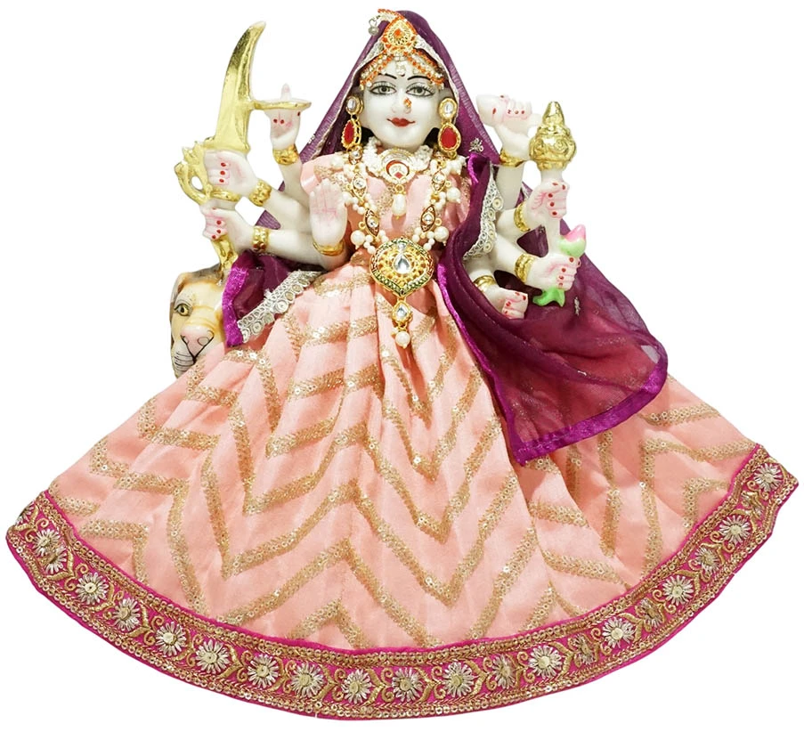 Amfez Durga Ji Pink/Peach Embroidery Lace Work Dress