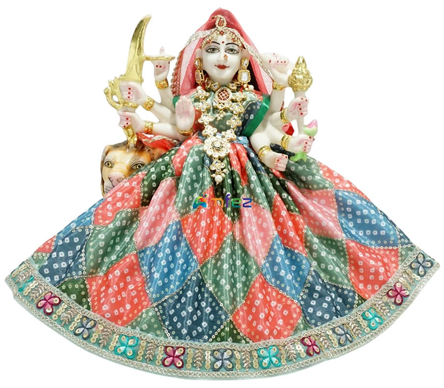 Amfez Durga Ji SkyBlue Multi Embroidery Lace Work Dress