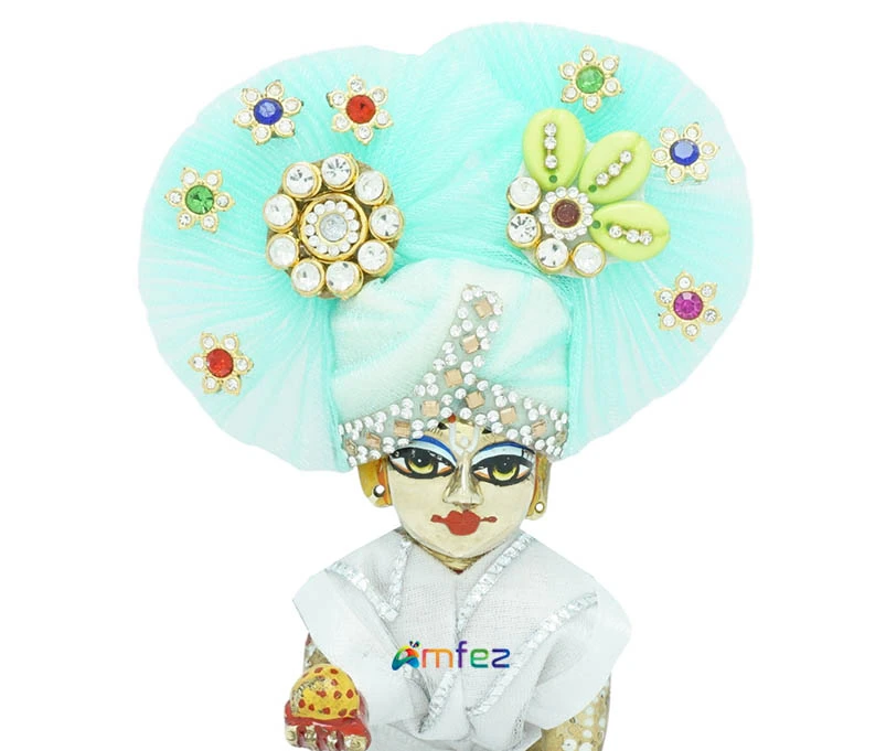 Laddu Gopal Sea Green Stone Patch Work Casual Pugdi