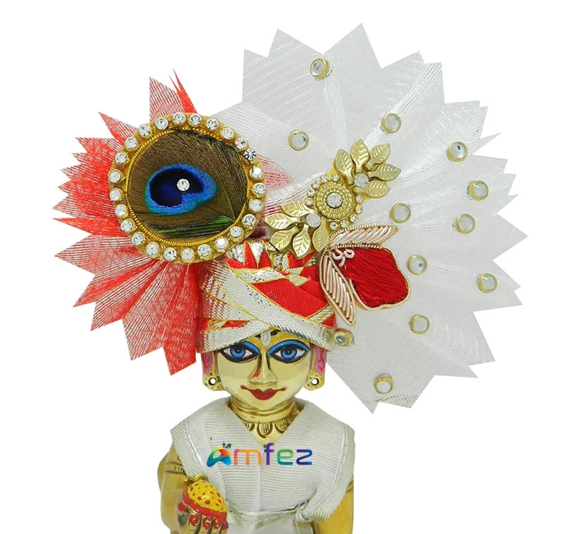 Red White Gotta Stone Patch Work Designer Pagdi