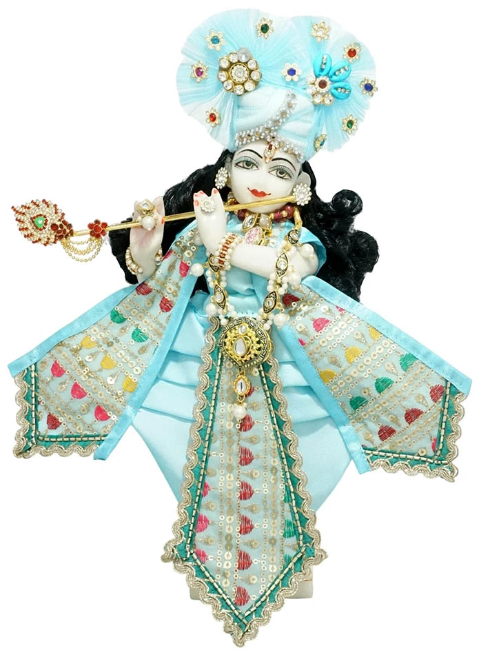 Amfez Krishna Ji SkyBlue Embroidery Lace Summer Dress