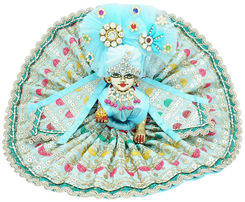 Amfez Laddu Gopal SkyBlue Embroidery Lace Work Dress