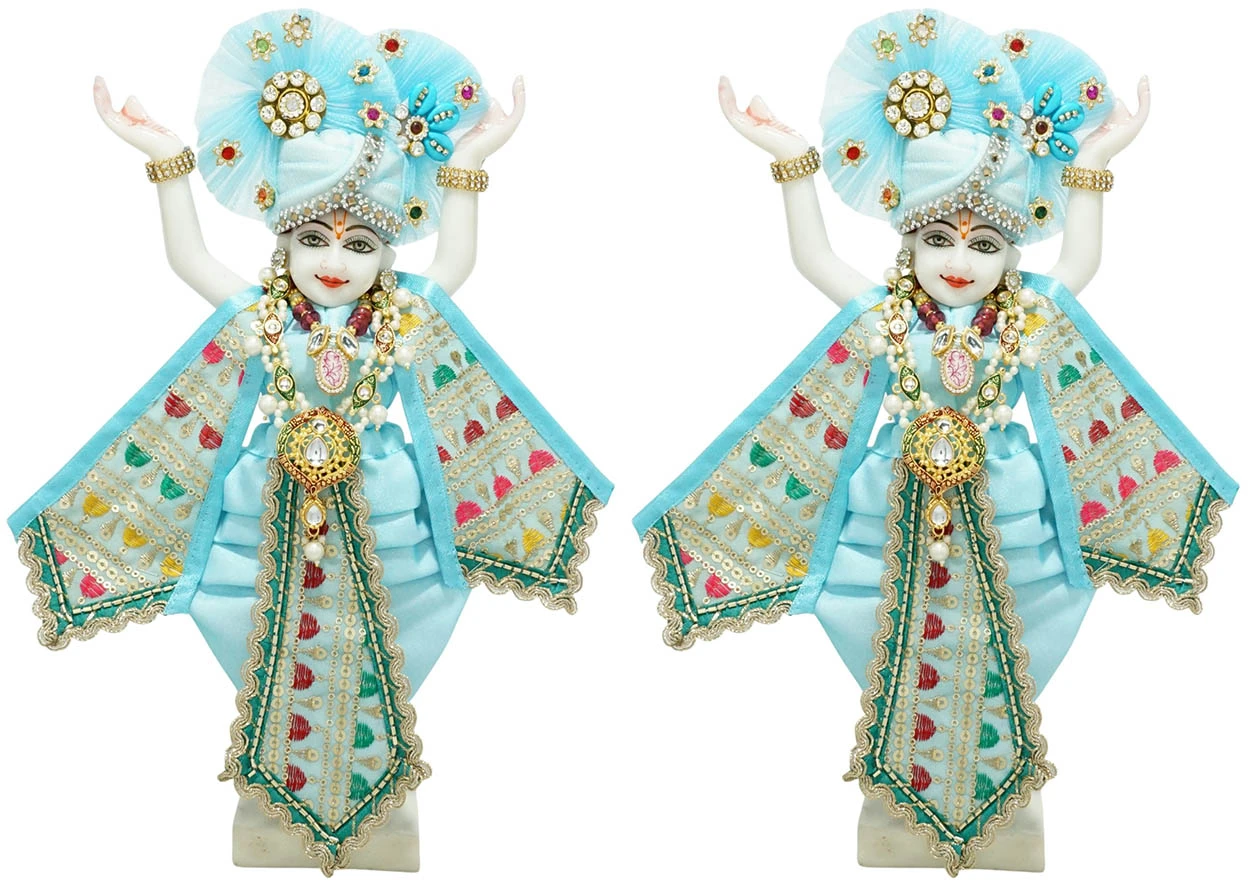 Amfez Gaur Nitai SkyBlue Embroidery Lace Work Dress