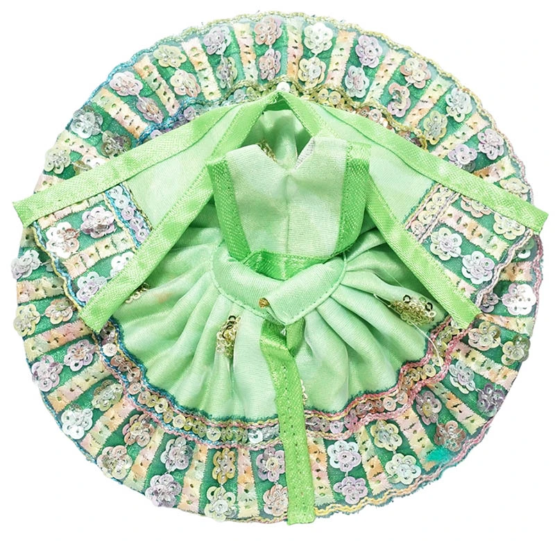 Amfez Laddu Gopal Parrot Green Embroidery Lace Work Dress