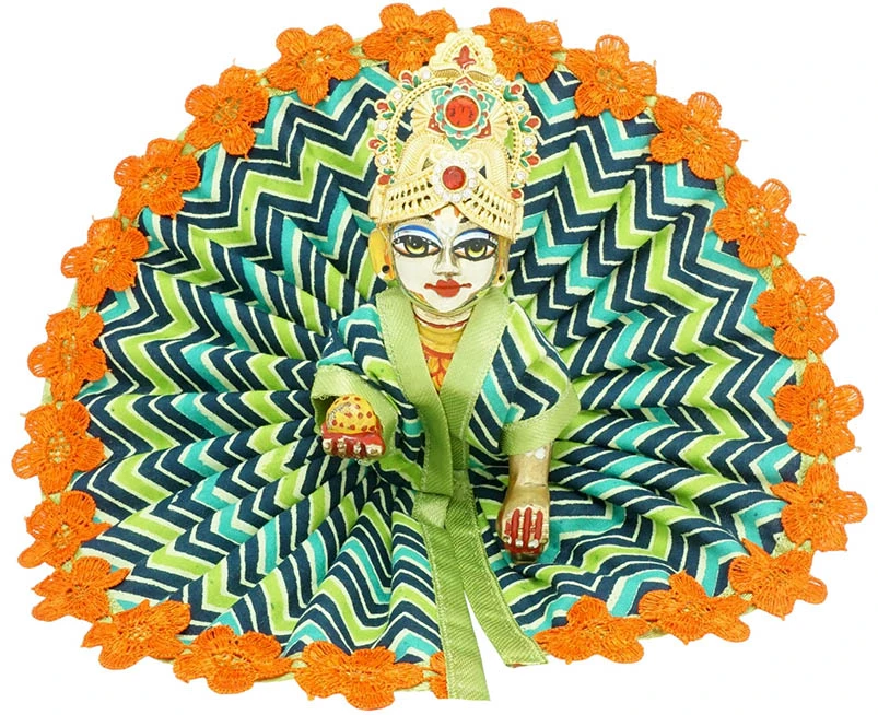 Laddu Gopal Green Printed Lace Work Cotton Dress