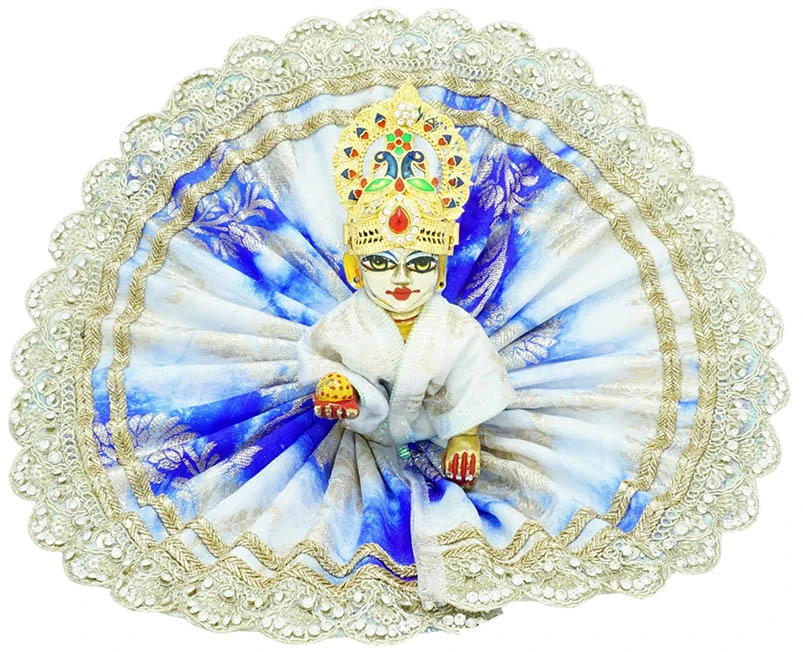 Amfez Blue Printes Sparkling Stone Lace Work Dress