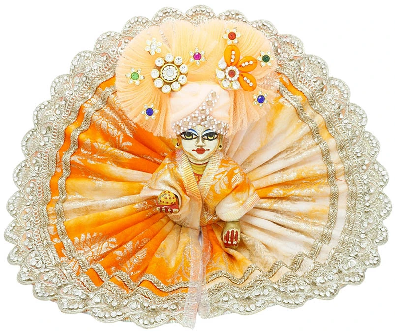 Amfez Orange Printed Sparkling Stone Lace Work Dress