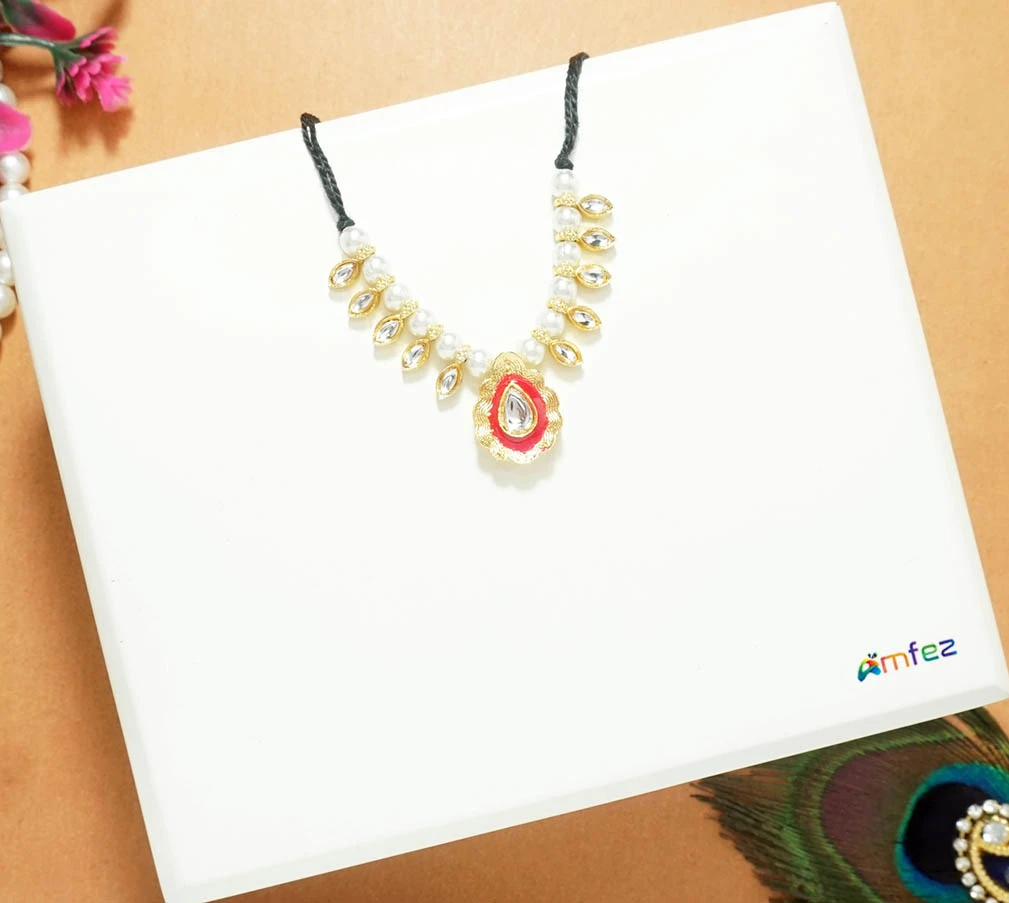 Designer Rani Kundan Pearl Beads Necklace / Belt