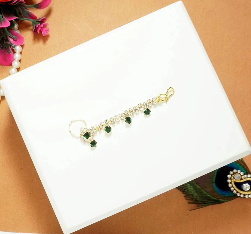 BLue Stone Work Fancy Nose Ring ( 2.5 Inch )