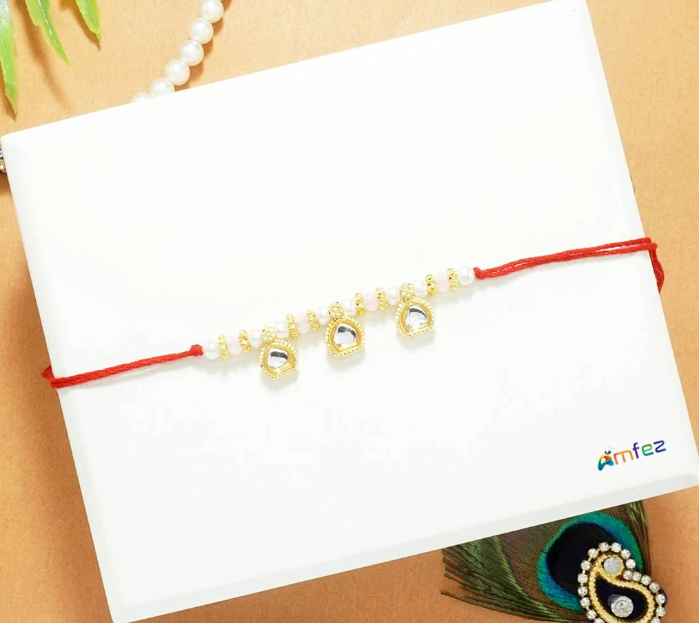 Baby Pink White Kundan Beads Work Belt ( 2 Inch )