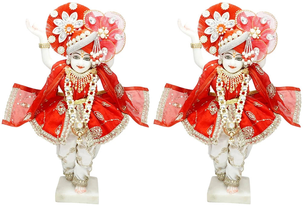 Amfez Red & White Embroidery Lace Work Gaur Nitai Dress