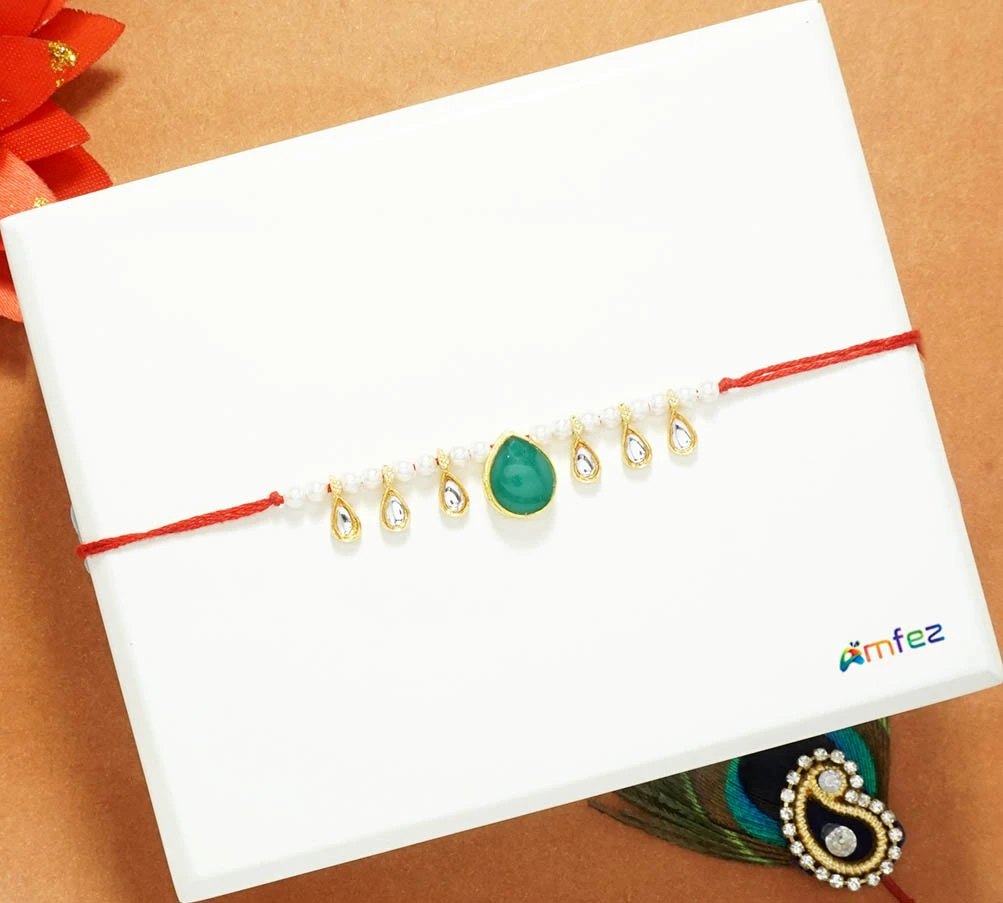 Green Stone Pearl Beads Belt ( 1.5 Inch )