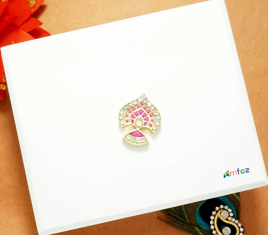 Designer Pink Meena Stone Work Alloy Kalangi ( Large )