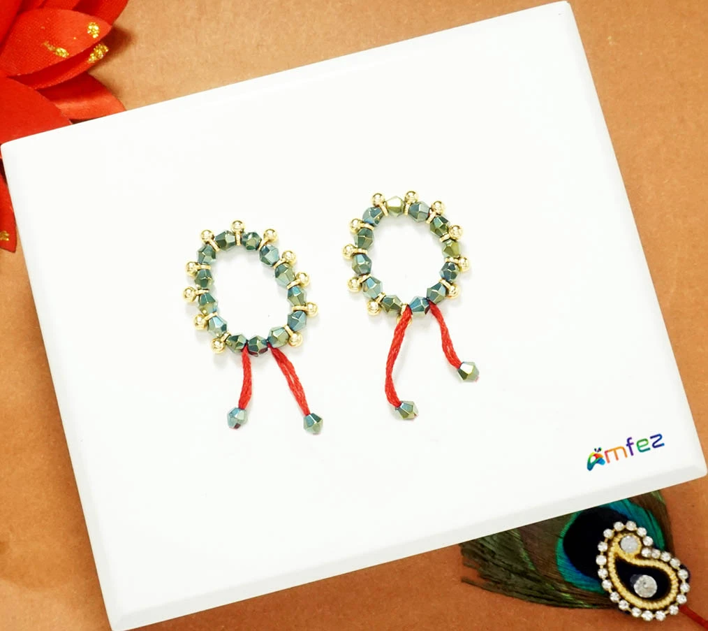 Green Crystal pearl Beads Adjustable Bracelets ( 5 & 6 no )