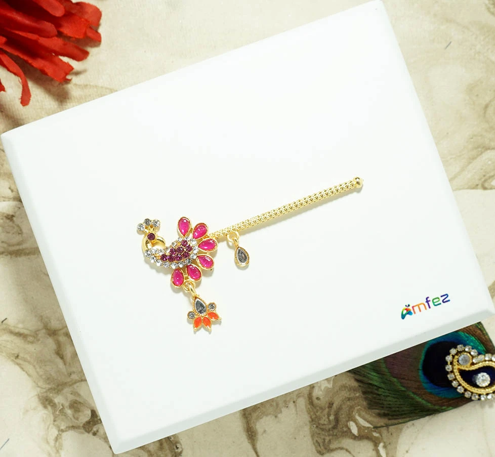 Rani Stone Meena Work Flute ( 2.5 Inch )