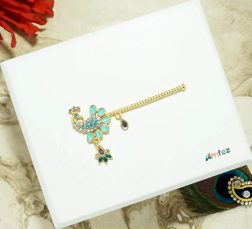 Skyblue Stone Meena Work Flute ( 2.5 Inch )