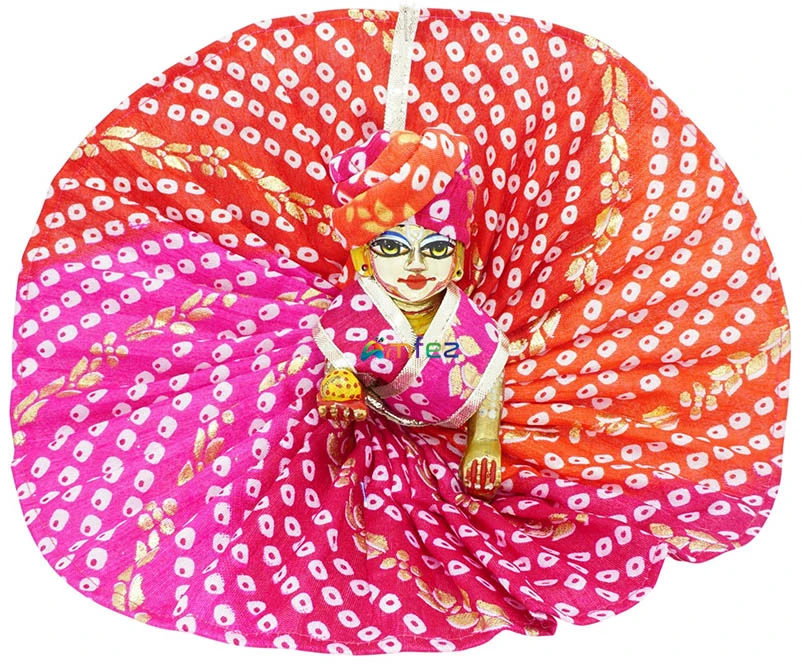 Red & Rani Bandhej Print Summer Laddu Gopal Dress