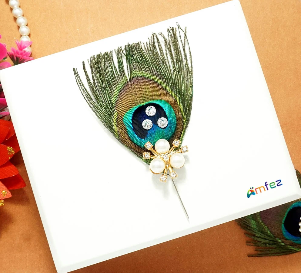 Laddu Gopal Golden Pearl Beads Work Mor Pankhi Kalangi