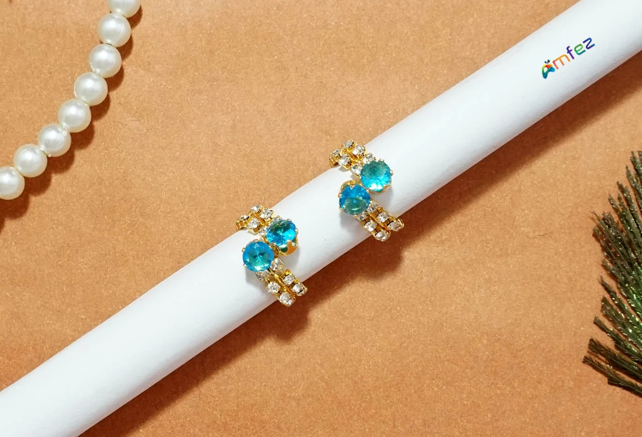 Beautiful Skyblue & White Stone Work Bracelets