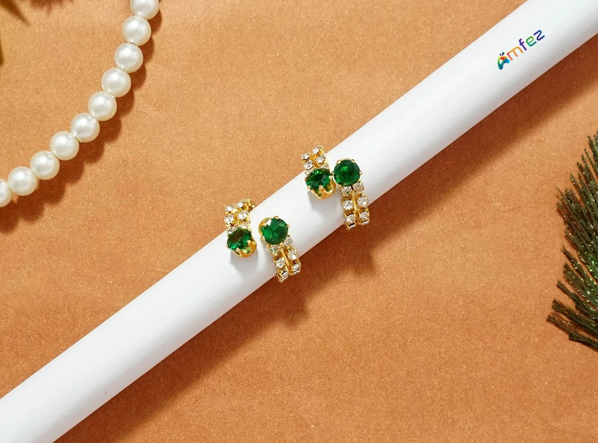 Beautiful Green & White Stone Work Bracelets