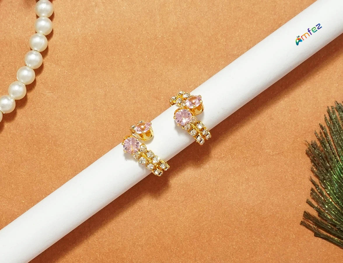 Beautiful Pink & White Stone Work Bracelets