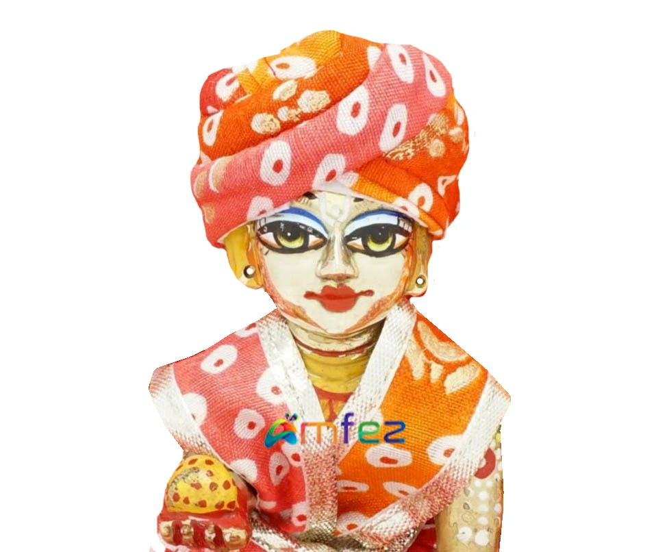 Laddu Gopal Orange & Red Printed Swafa  Casual Pugdi