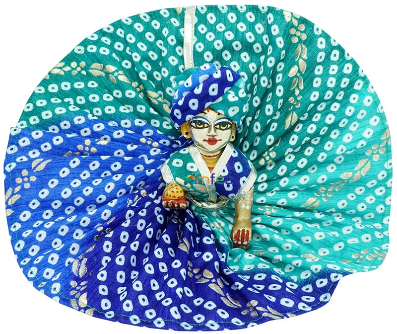 Blue Bandhej Print Summer Laddu Gopal Dress