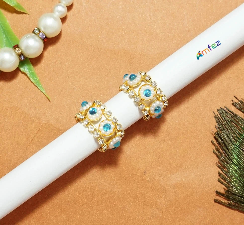 Sky Blue Stone Pearl Beads Work Bracelets