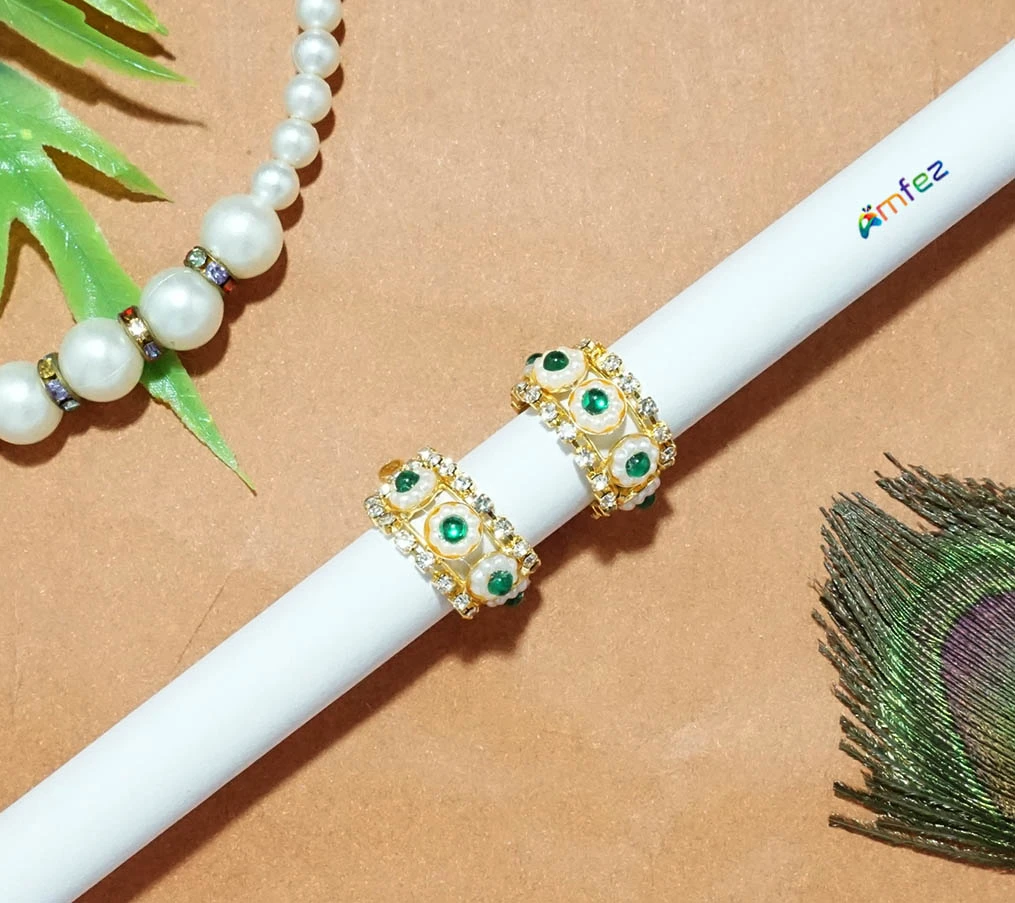 Green Stone Pearl Beads Work Bracelets