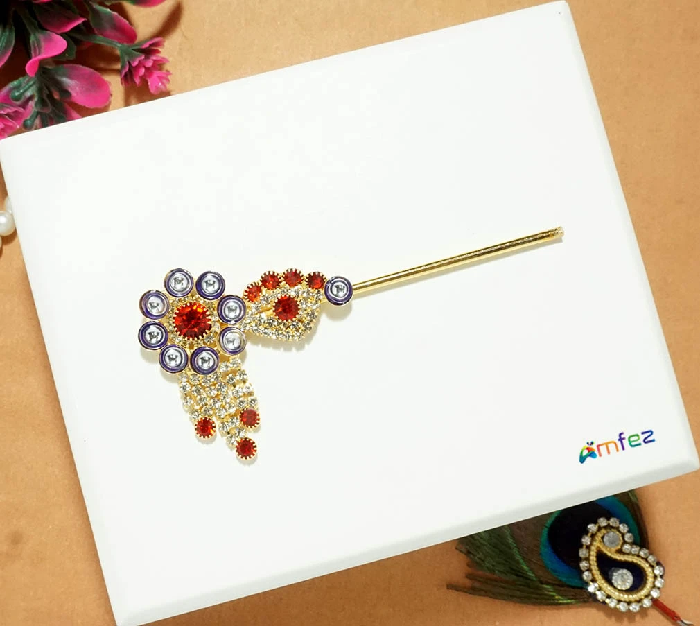 Blue Stone Meena Work Flute ( 3.5 Inch )