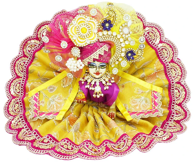 Amfez Yellow Sitara Embroidery Lace Work Laddu Gopal Dress