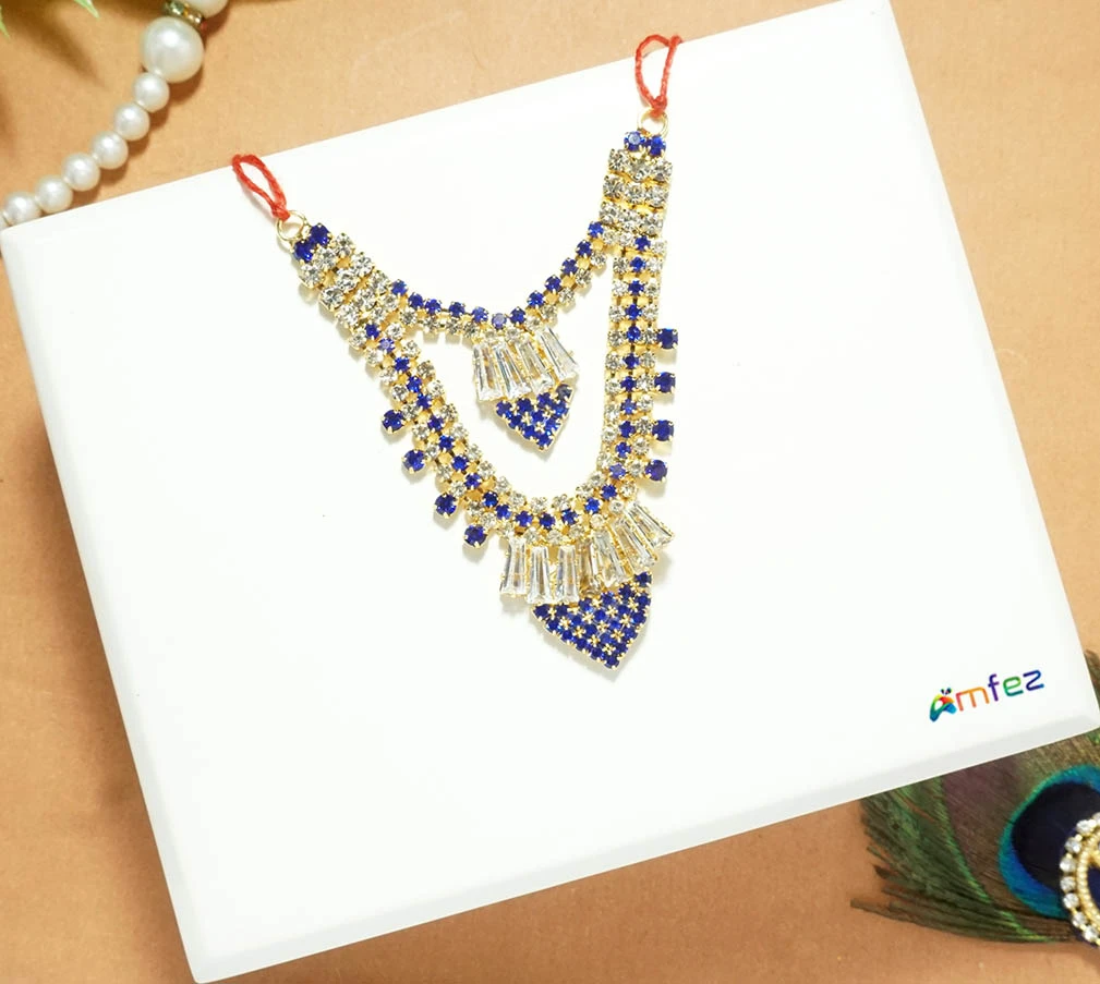 Beautiful Blue Stone Work Necklace (2.5 Inch)