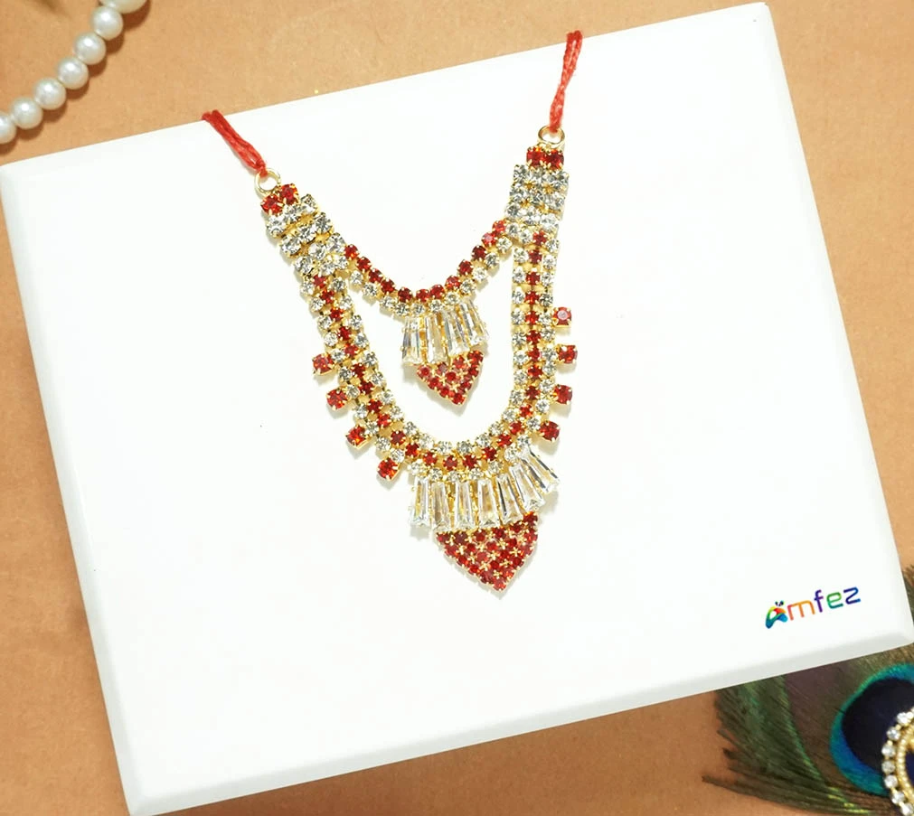 Beautiful Red Stone Work Necklace (2.5 Inch)