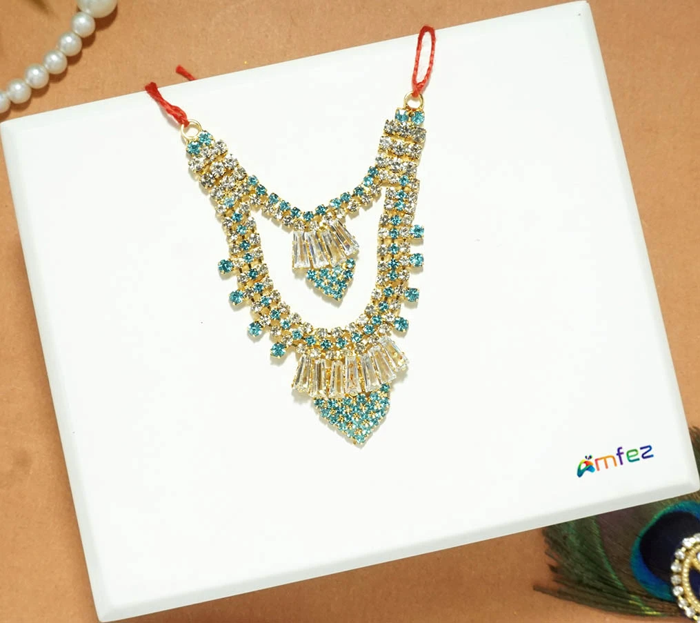 Beautiful SkyBlue Stone Work Necklace (2.5 Inch)