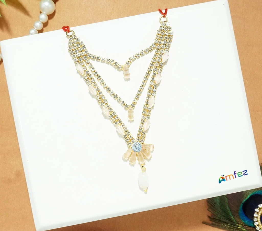 Elegant Peach Stone Beads Work Necklace (3.5 Inch)